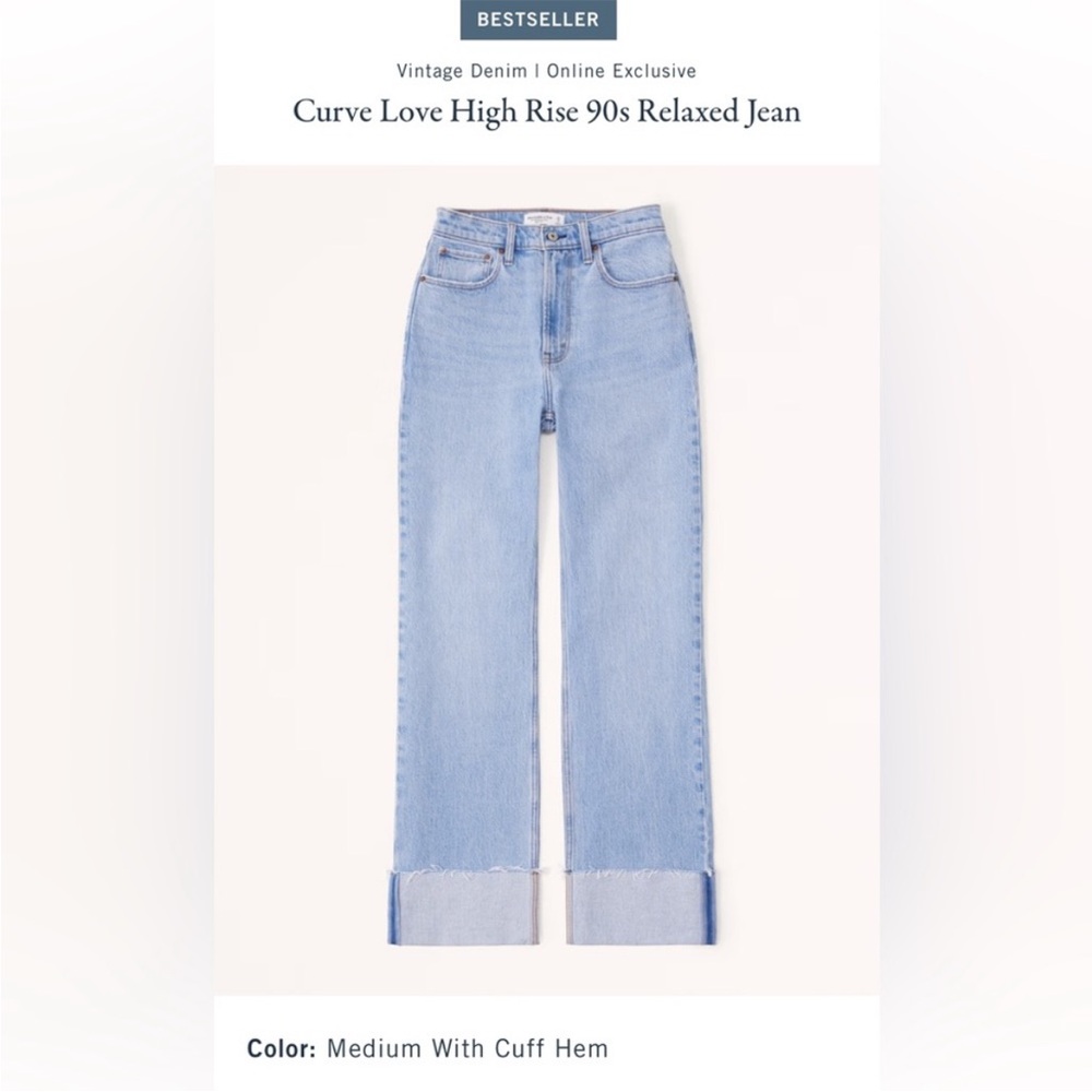 Abercrombie Curve Love High Rise 90s Relaxed Jean Cuff Hem